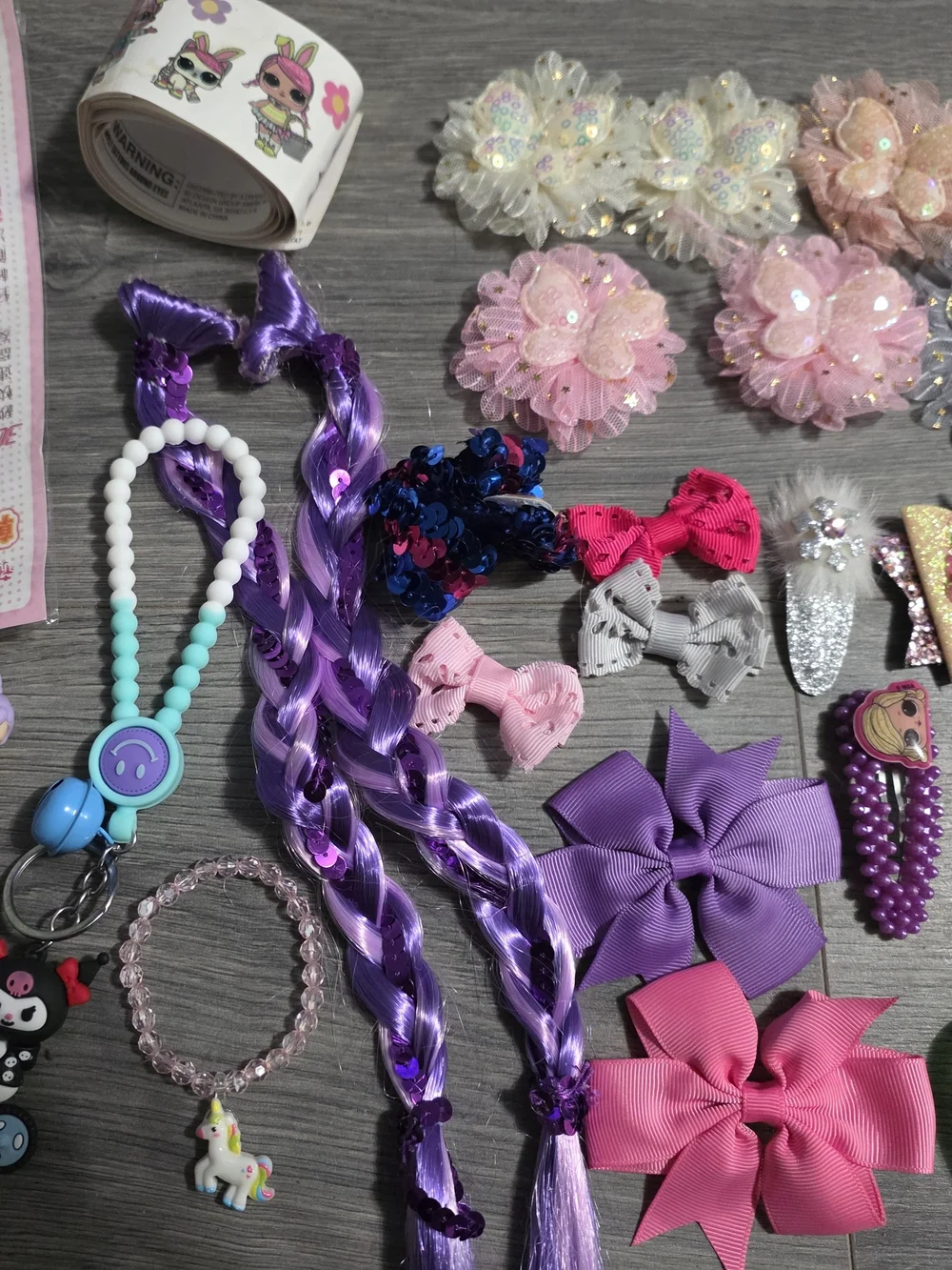 Bundle. Girls. Hair accessories. Jewelry. Keychains. Toys.